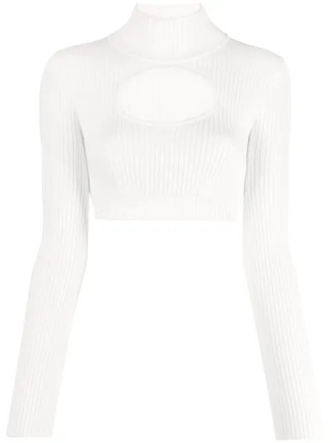 Courrèges logo-embroidered cut-out jumper White 423MPU122FI0001