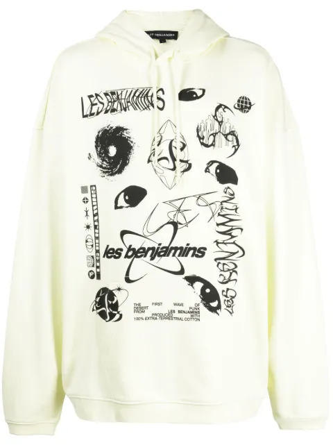 Les Benjamins logo-print cotton hoodie Yellow LB23FWFRWMUHD001