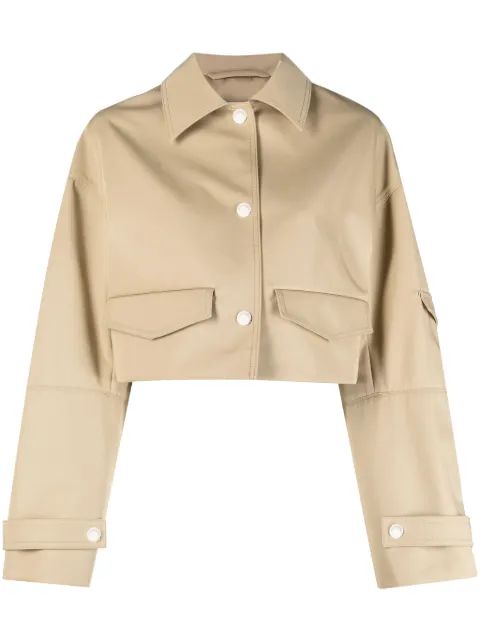 Nanushka Bracha cropped shirt jacket Neutrals NW23FWOW00673