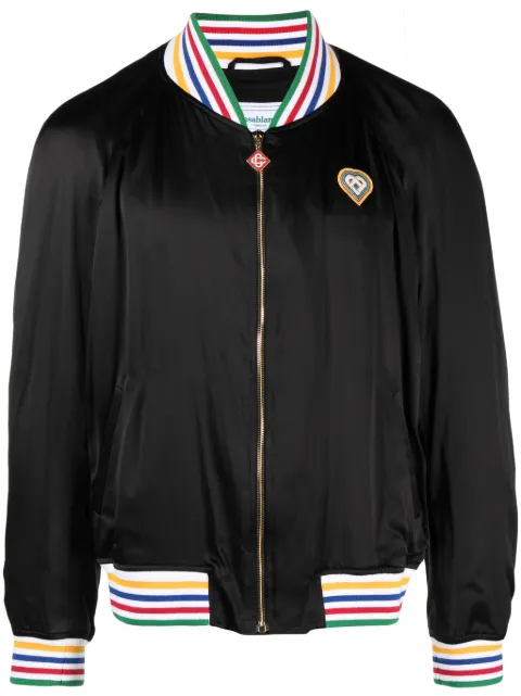 Casablanca Souvenir logo-patch bomber jacket Black UMF23JK031