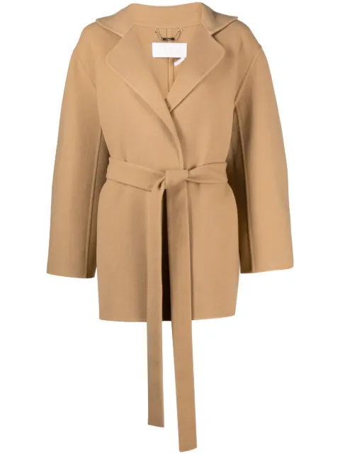Chloé notch-lapels brushed belted coat Neutrals CHC23WMA22071