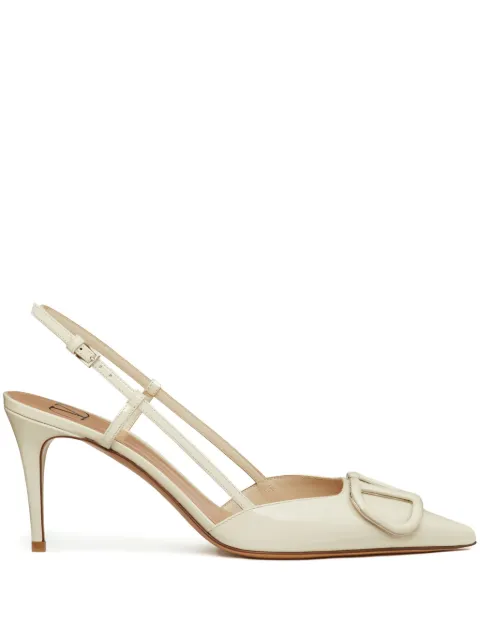Valentino Garavani VLogo signature patent leather slingback pumps 80mm White WS0R01TMK
