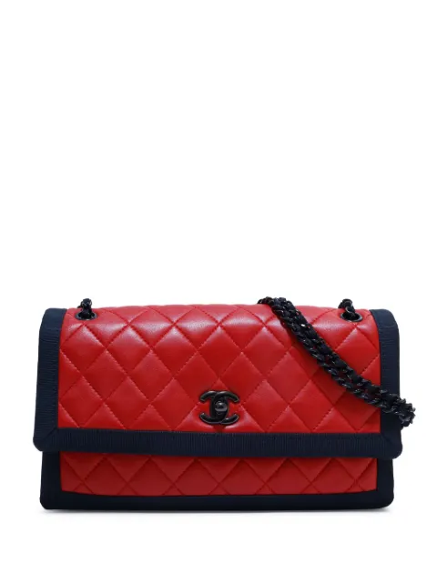CHANEL Pre-Owned 2015 diamond-quilted Flap shoulder bag Red FF1808