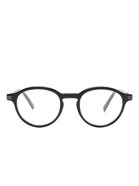 Zegna logo-print round-frame glasses Black EZ5269