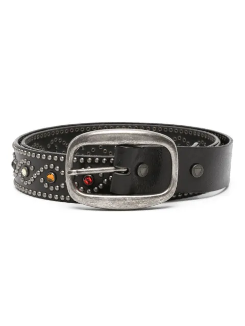 Htc Los Angeles Waves crystal-embellished leather belt Black 23WHTCI015