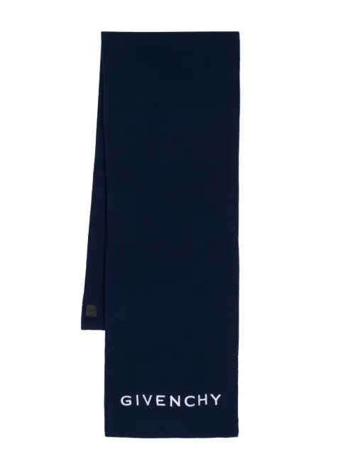 Givenchy logo-embroidered fine-knit scarf Blue BP007RP0H7
