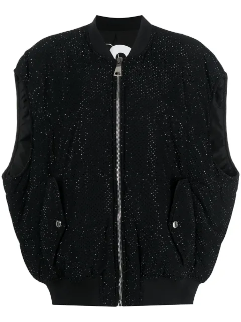Khrisjoy rhinestone-embellished padded gilet Black EFMW023STSS