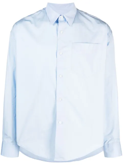AMI Paris Ami de Coeur-embroidered cotton shirt Blue USH116CO0045