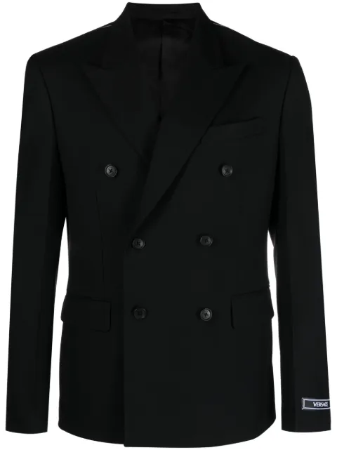 Versace double-breasted virgin wool blazer Black 10124921A07978
