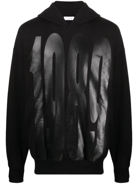 1989 STUDIO logo-print cotton hoodie Black D0717COCOBLK