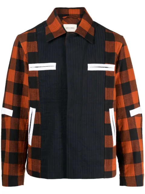 Craig Green check-pattern cotton jacket Blue CGAW23CWOJKT62