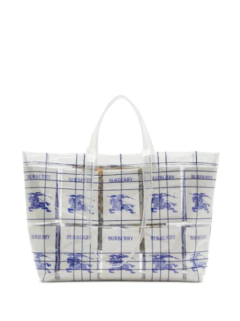 Burberry EKD logo-tag transparent tote bag White 8079639