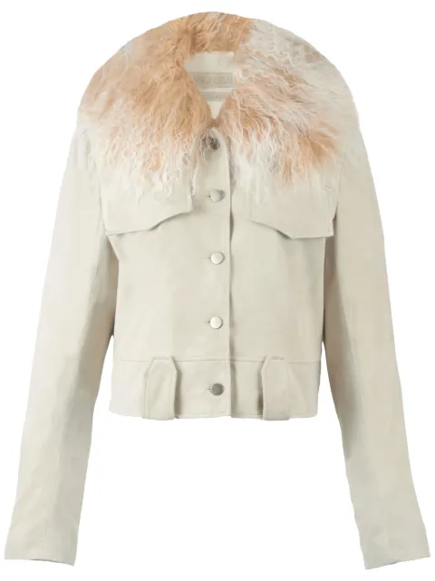 DANCASSAB Fanny shearling-collar suede jacket Neutrals DCSS24MFANBICAQ
