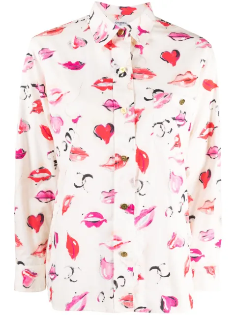 CHANEL Pre-Owned 1990-2000s lipstick-print cotton shirt Multicolour 035715048124P05048V041249I009900