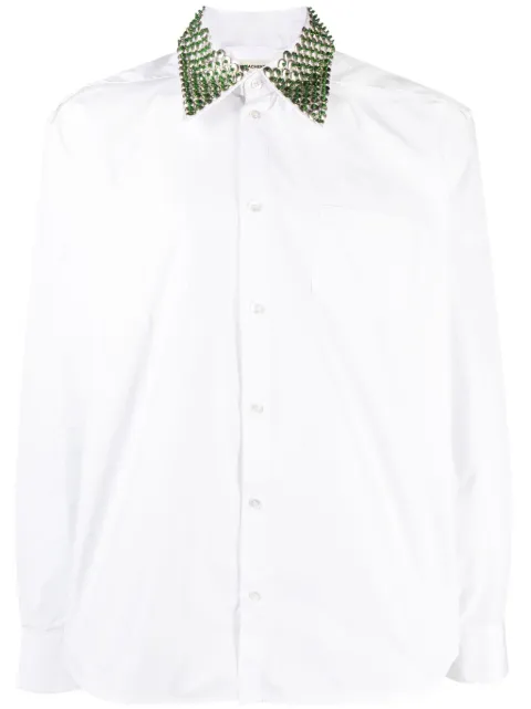 Namacheko crysttal-embellished long-sleeve shirt White NW23404N1528