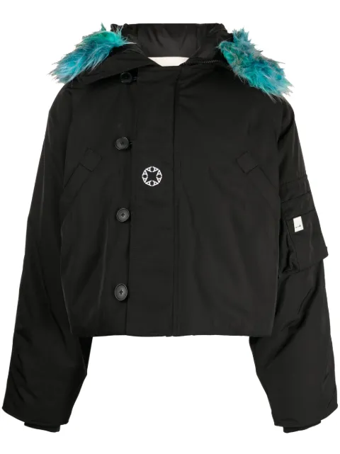1017 ALYX 9SM graphic-print padded hooded jacket Black AAUOU0425FA02
