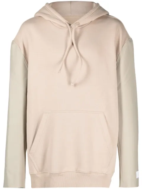 MM6 Maison Margiela logo-appliqué contrast-sleeve hoodie Neutrals S62GU0119S25596