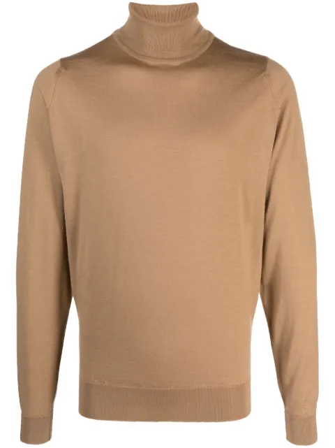 John Smedley fine-knit wool roll-neck jumper Brown CHERWELL