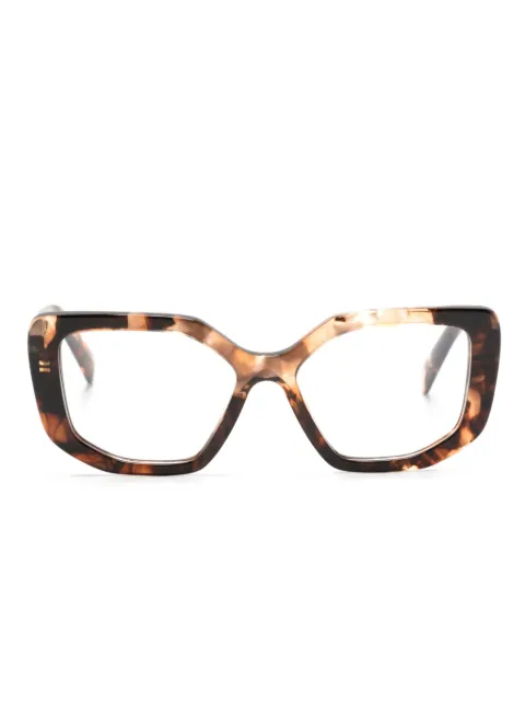 Prada Eyewear logo-print cat eye-frame glasses Brown PRA04V