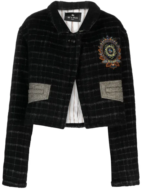 ETRO checked cropped jacket Black 114757248