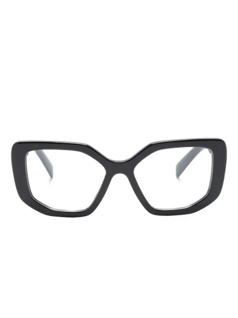 Prada Eyewear geometric-frame logo glasses Black PRA04V