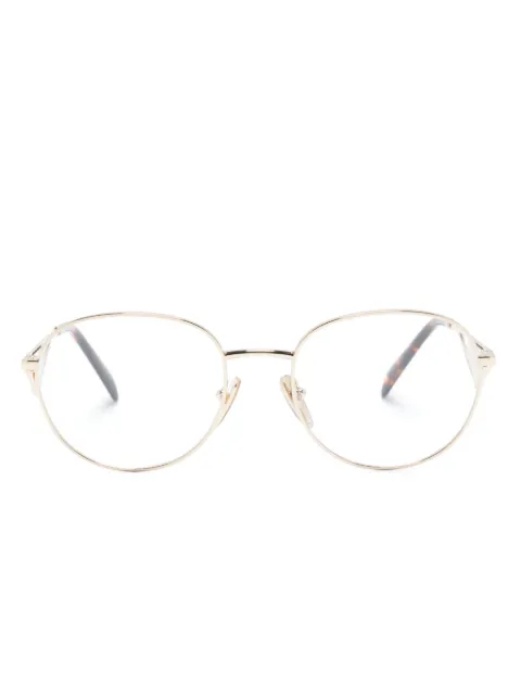 Prada Eyewear logo-plaque round-frame glasses Gold PRA50V