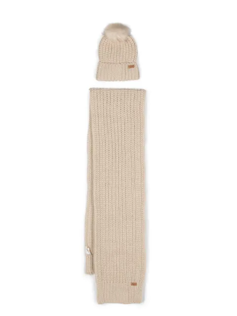 Barbour ribbed-knit scarf & beanie set Neutrals LGS0023ST15
