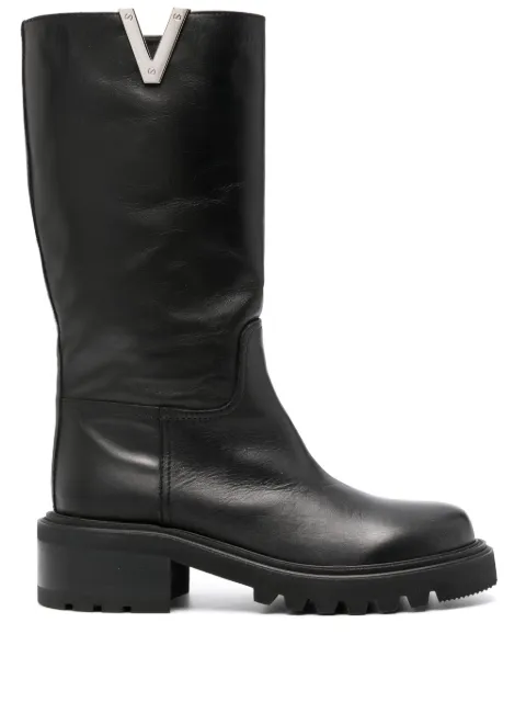 Via Roma 15 70mm Vlogo leather boots Black 3997N50