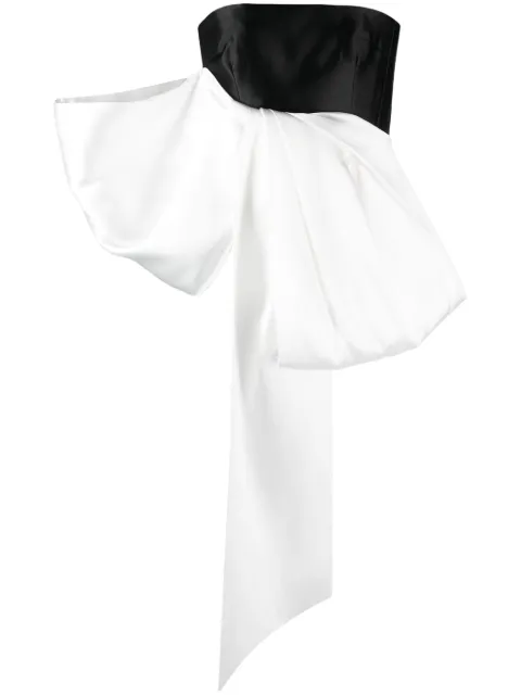 Solace London Nadina bow-embellished satin top Black OS38036