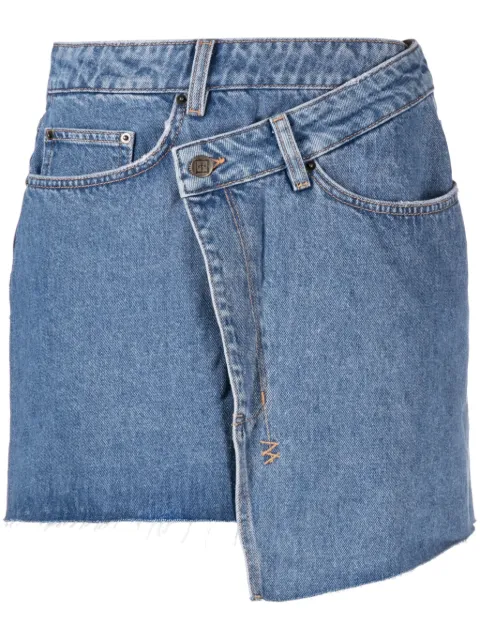 Ksubi logo-tag asymmetric denim miniskirt Blue WCO23SK001