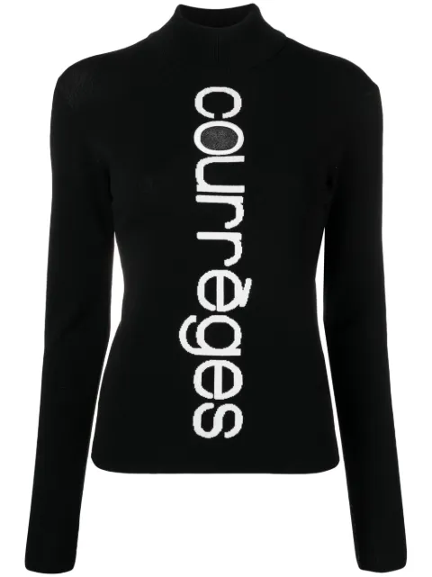 Courrèges logo-intarsia cut-out jumper Black 423MPU124FI0001