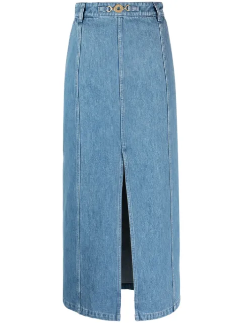 Patou slit-detail organic-denim midi skirt Blue SK0500008630B