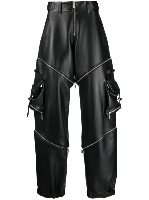 Off-White adjustable leather cargo trousers Black OMJB034F23LEA0011000