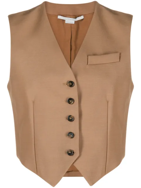 Stella McCartney sleeveless virgin wool waistcoat Brown 6900043CU750