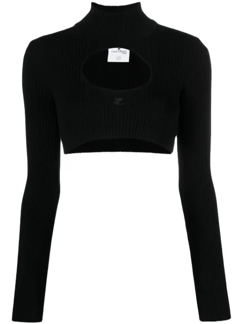 Courrèges logo-embroidered cut-out jumper Black 423MPU122FI0001