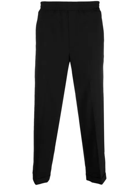 Neil Barrett elasticated-waist cotton tapered trousers Black NBV3PA635AV000