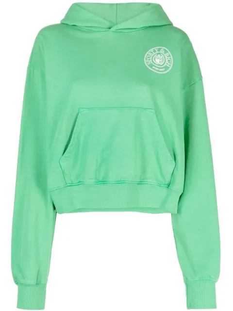 Sporty & Rich logo-print jersey hoodie Green HCAW2319VE