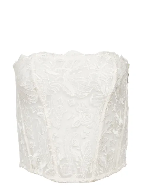 Fleur Du Mal Lola bow-embroidered corset top White TP05540300