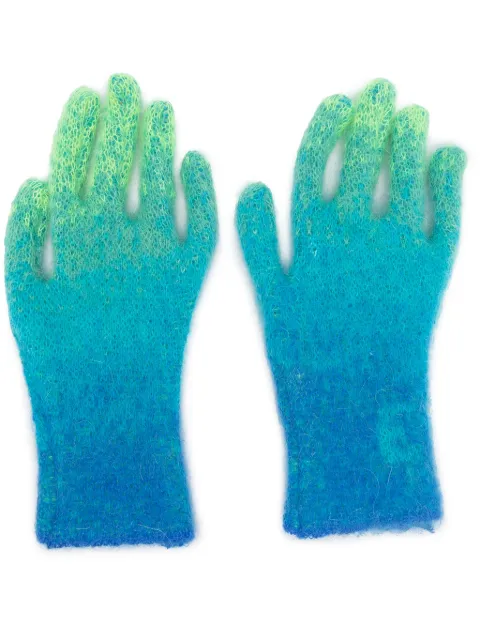 ERL logo-intarsia gradient knitted gloves Blue ERL07K152