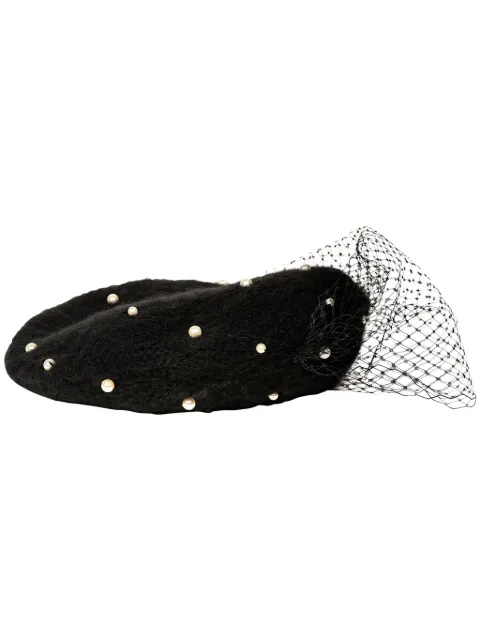 Jennifer Behr pearl-embellished voilette beret Black 46XA53BLACK