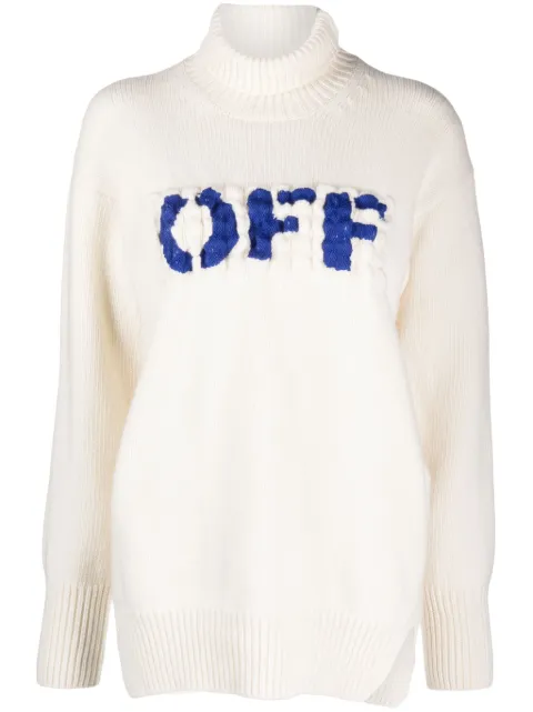 Off-White Boiled Logo-appliqué wool jumper White OWHF044F23KNI0010445