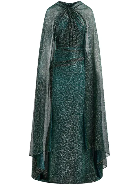 Talbot Runhof cape rhinestone-embellished gown Green OL010802