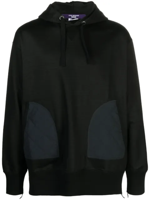 Junya Watanabe MAN ripstop-panel cotton hoodie Black WLT019