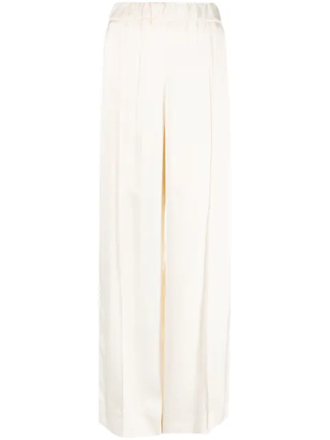 Jil Sander pressed-crease elasticated-waist flared trousers Neutrals J02KA0172J65022