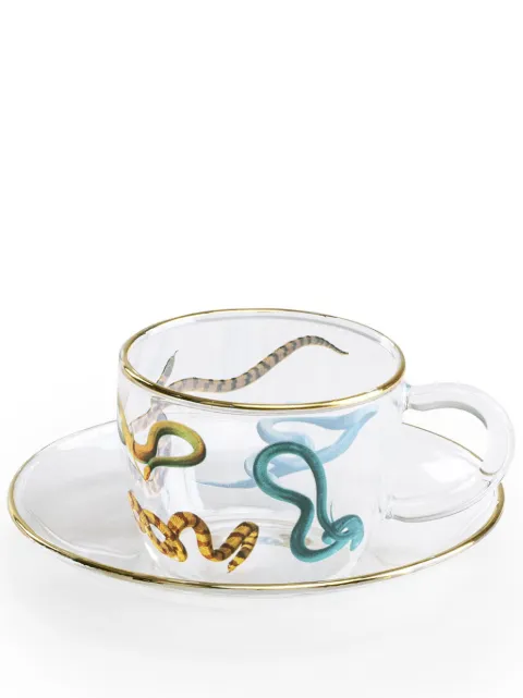 Seletti Snake-print coffee cups (set of two) White 15974X2