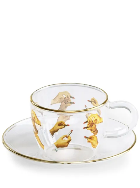 Seletti Lipsticks-print coffee cups (set of two) White 15972X2