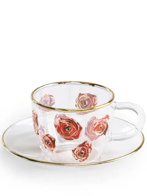 Seletti Roses-print coffee cups (set of two) White 15971X2