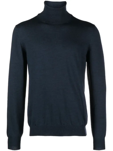 Barba roll-neck virgin wool jumper Blue 1429055557