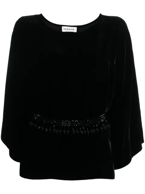 P.A.R.O.S.H. belted round-neck blouse Black RELUR23D312473C