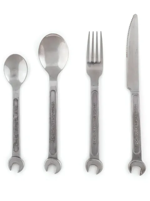 Seletti Machine Collection slogan-engraved cutlery (set of four) Silver 10940